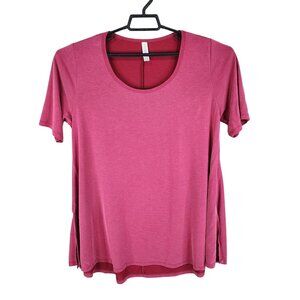 Womens Pink LuLaRoe Simply Comfortable Top Blouse Short Sleeve Round Neck Size L